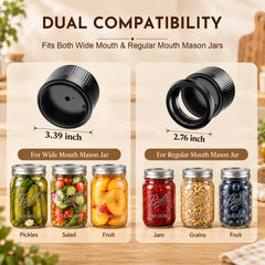 Jar vacuum sealer for wide and regular mouth mason jars