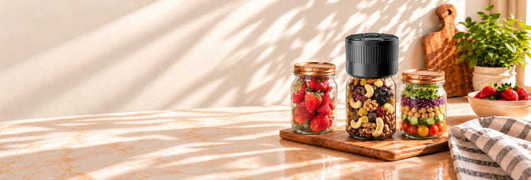 Vacuum sealing mason jars for fresh food storage