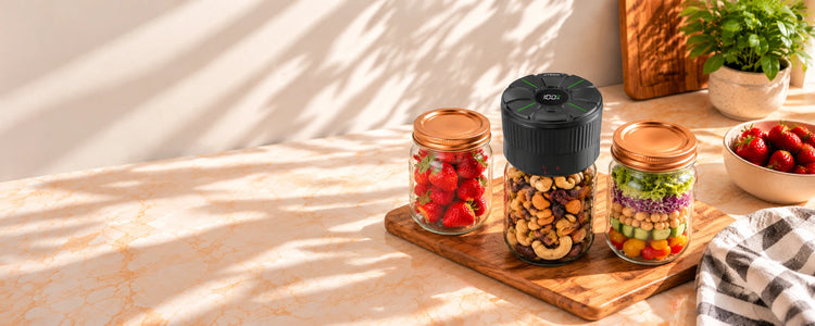 Vacuum sealing mason jars for fresh food storage