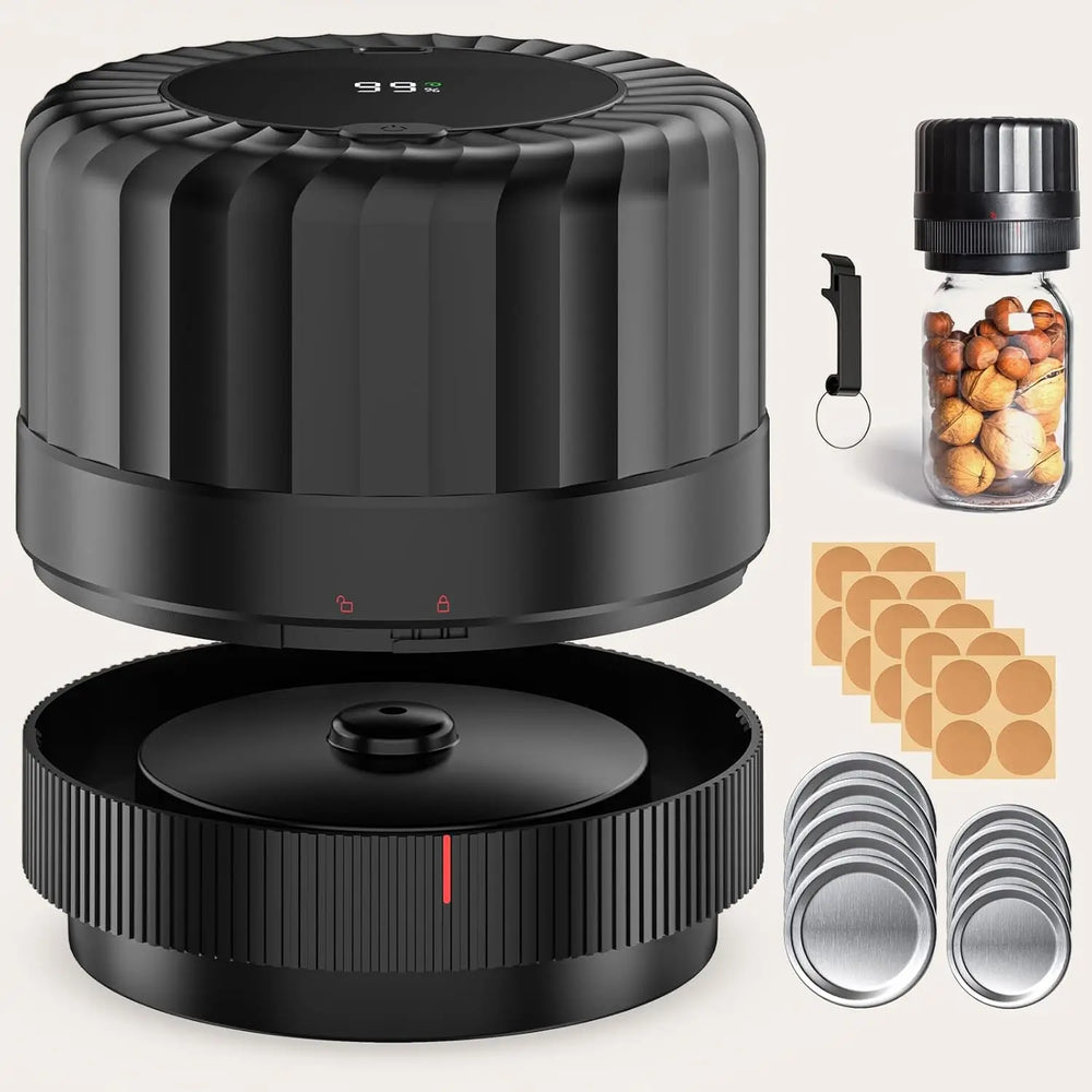 Vacuum seal for jars kit with electric sealer, lids, and accessories