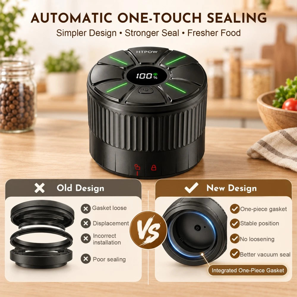 Automatic mason jar sealer with integrated gasket