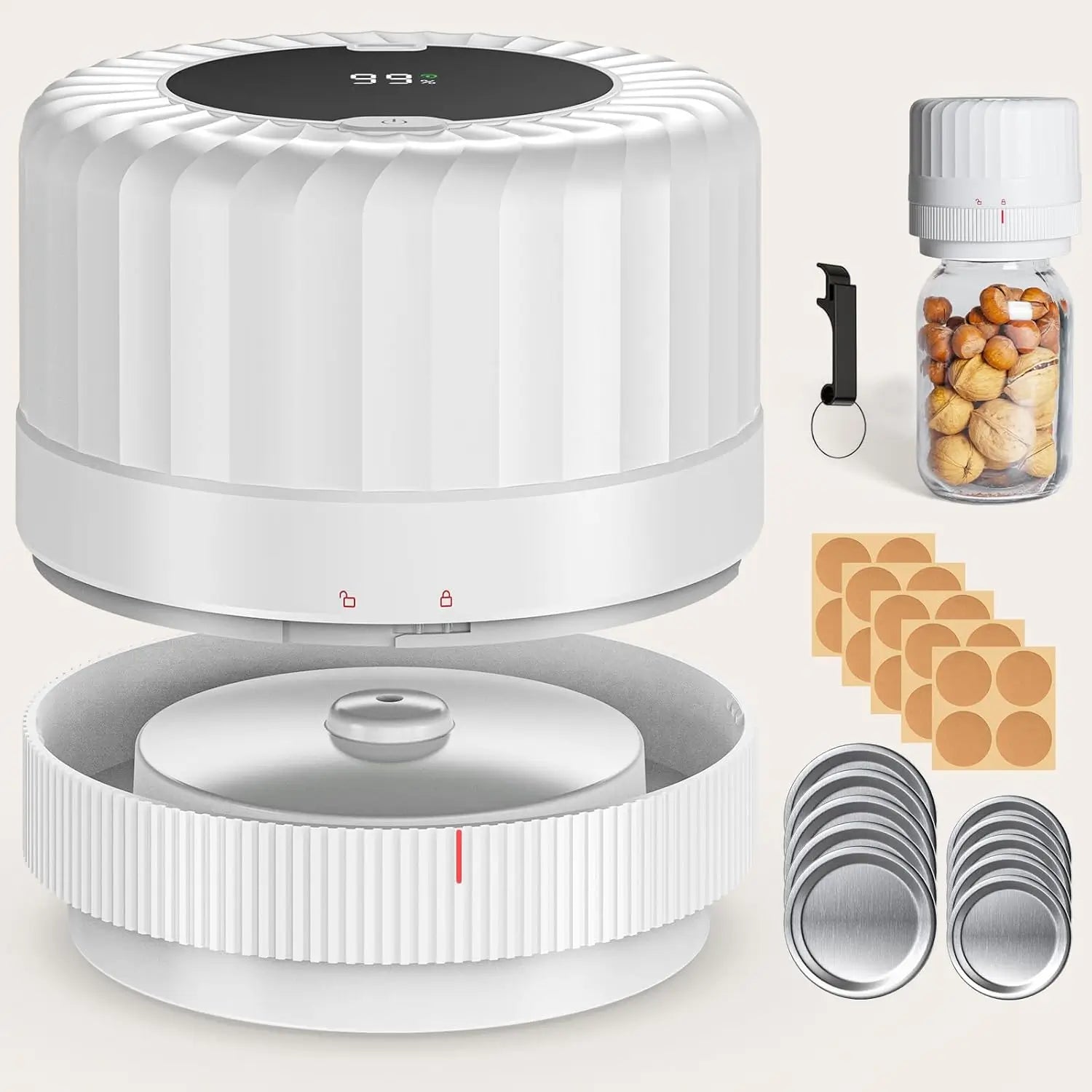 HTPOW electric mason jar vacuum sealer with jar lids and vacuum sealing accessories