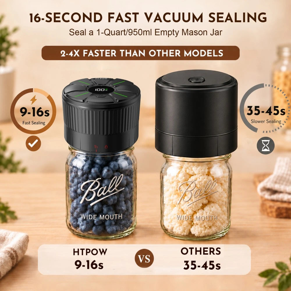 Fast vacuum sealing machine for mason jars