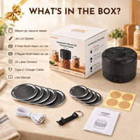 HTPOW jar vacuum sealer kit with lids and accessories