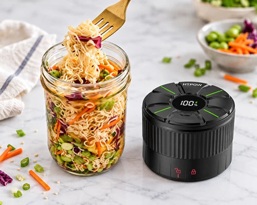 HTPOW mason jar vacuum sealer with noodle meal prep jar