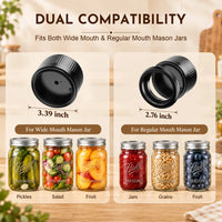 Jar vacuum sealer for wide and regular mouth mason jars