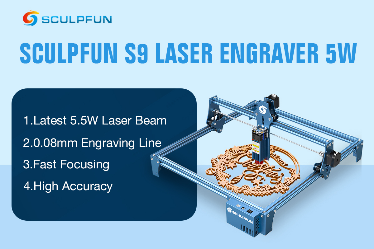 SCULPFUN S9 Laser Engraver Cutting Machine 5.5W 90W Effect High