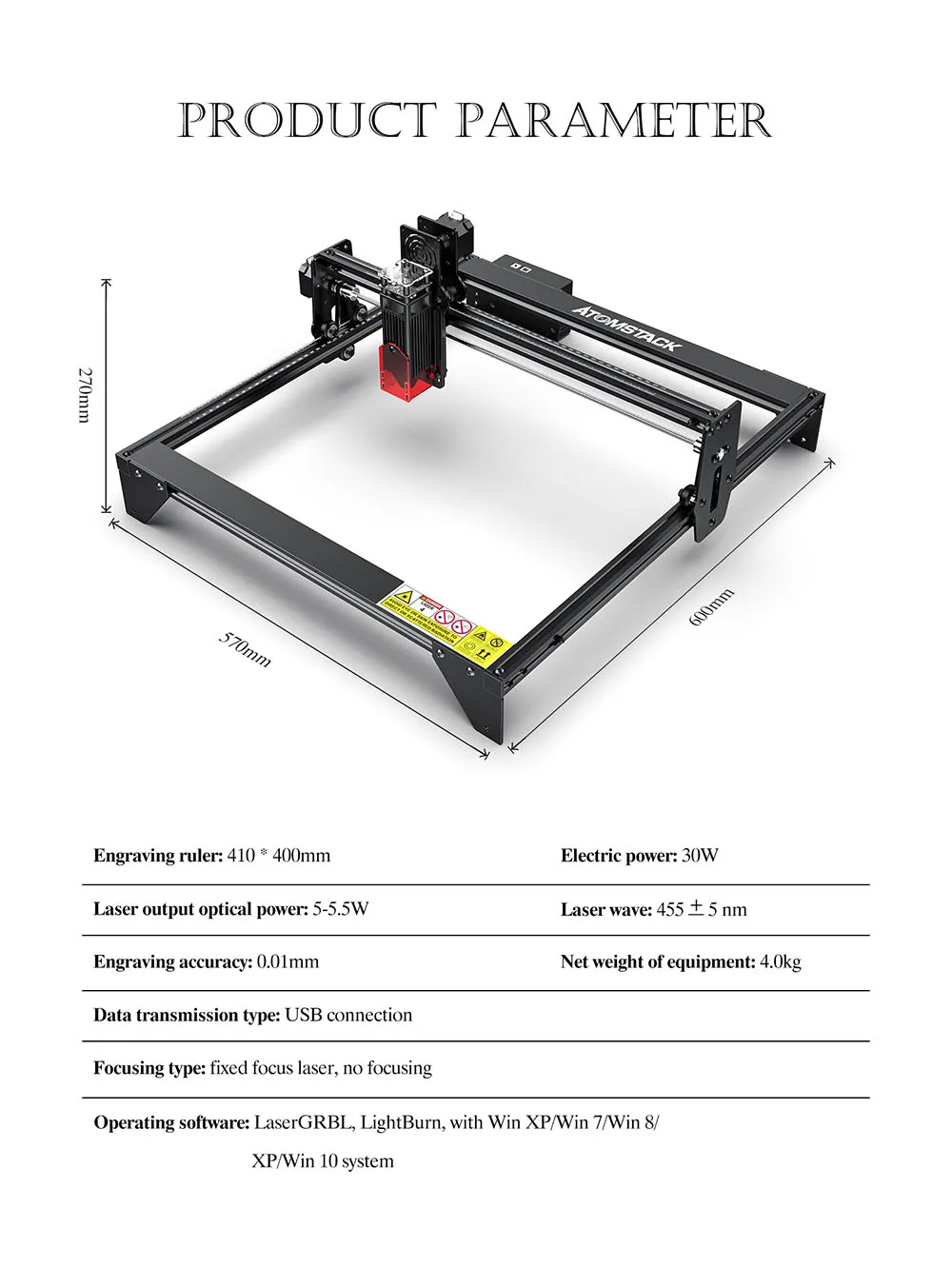 30W Laser Engraver ATOMSTACK DIY Precise Fixed-Focus Laser Cutter