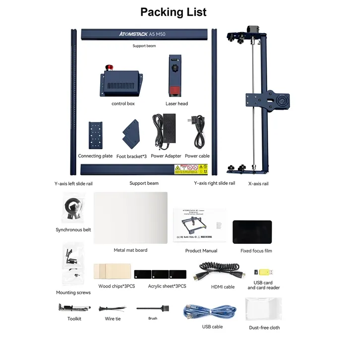 Atomstack A5 M50 Pro Laser Engraver With Touch Screen Control