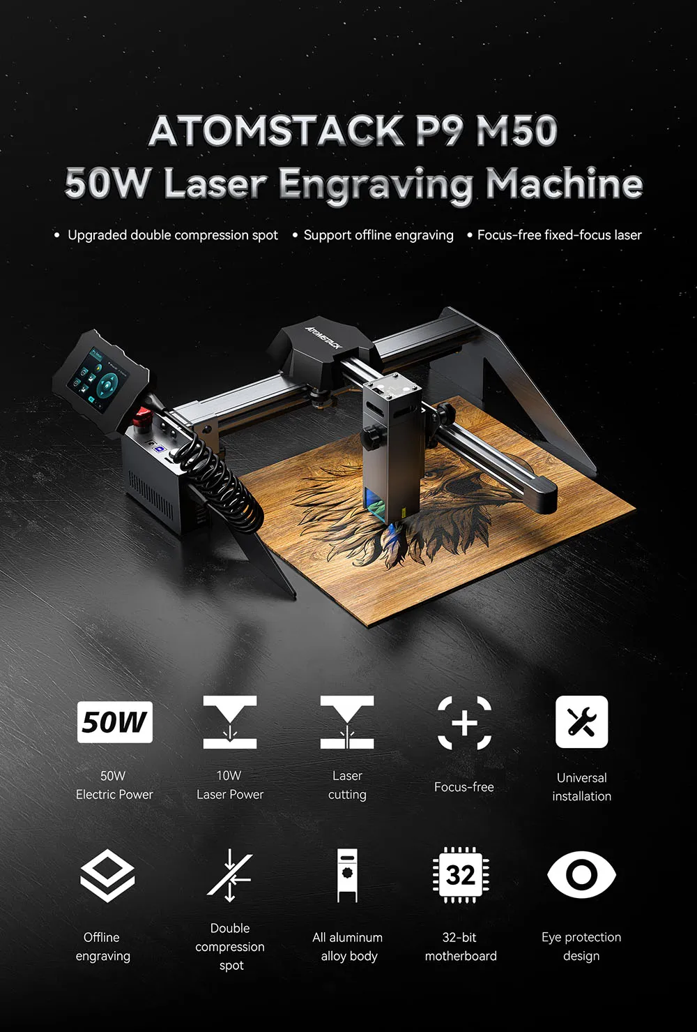 atomstack p9 m50 laser engraving