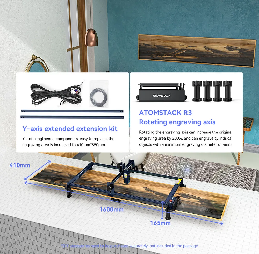 engraving area extension kit assembly