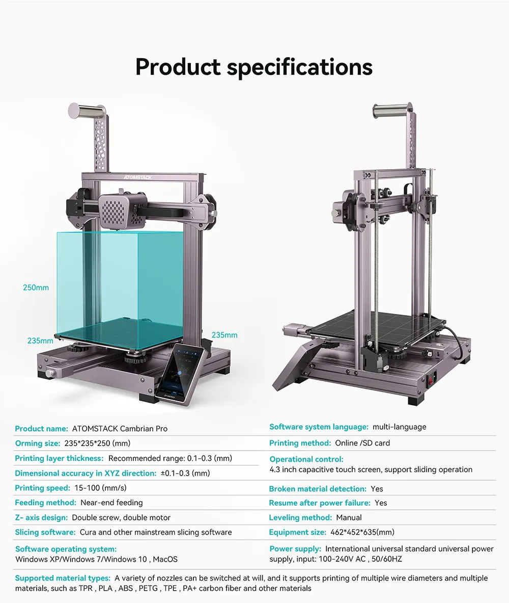 atomstack cambrian pro 3d printer