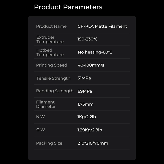      PLA Matte 3D Printer Filament     