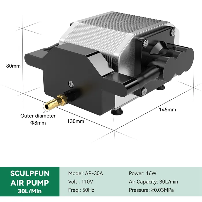 Original SCULPFUN S9 Air Assist Nozzle Kit with Air Pump US Version 110V  High Speed Air