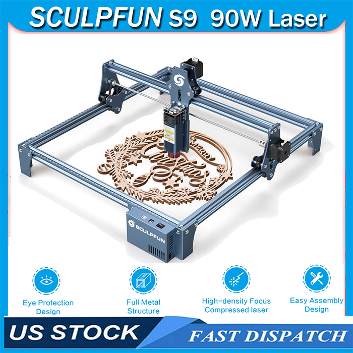 90W SCULPFUN S9 Laser Engraver CNC Laser Cutting & Engraving Machine With Effect Laser Beam Shaping Technology