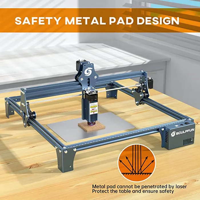 Sculpfun S10 Laser Engraver 10W Output Power High Accuracy Laser Cutter for  Metal Wood with Air Assist Nozzle 410x400mm Engraving Area