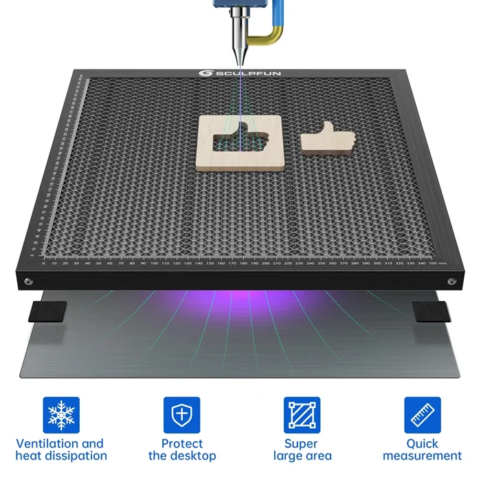                  steel honeycomb laser bed                 