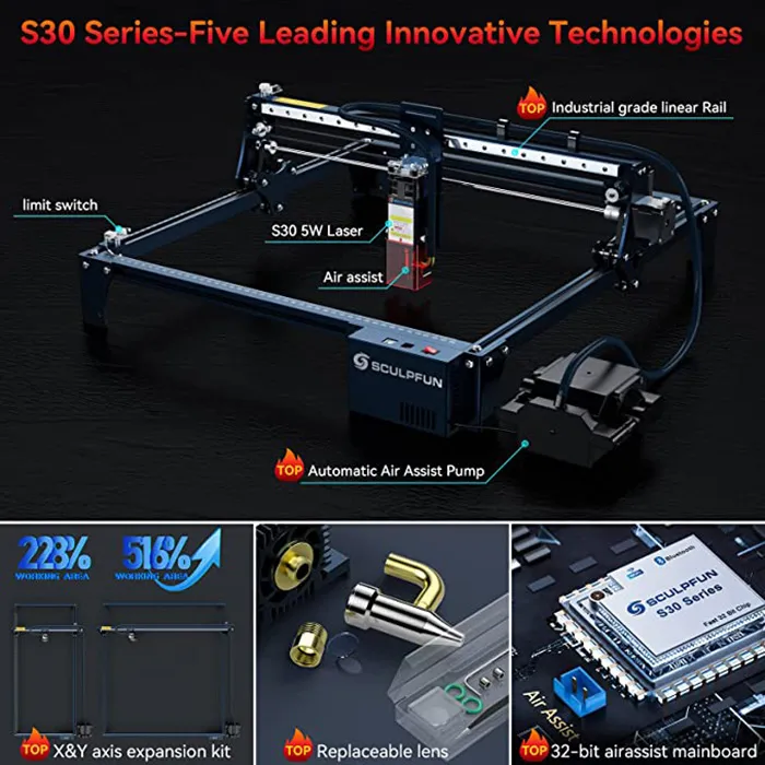 ATOMSTACK A5 Pro 40W Laser Engraver 400x400mm with Air Assist Pump