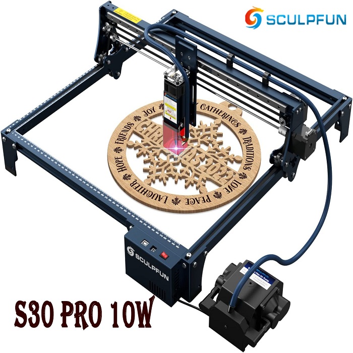 Sculpfun S9 Laser Engraver, 90W Effect High Precision CNC Laser Engraving Cutting Machine, High Energy Laser Cutter for 15mm Wood, 0.06mm Ultra-Fine F