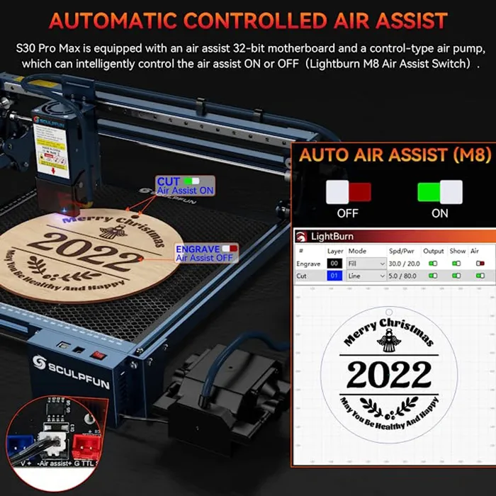 How Does Air Assist Help With Laser Cutting? SCULPFUN S9/S10 vs. XTOOL D1  PRO Tested - 2024 - Hobby Laser Cutters and Engravers