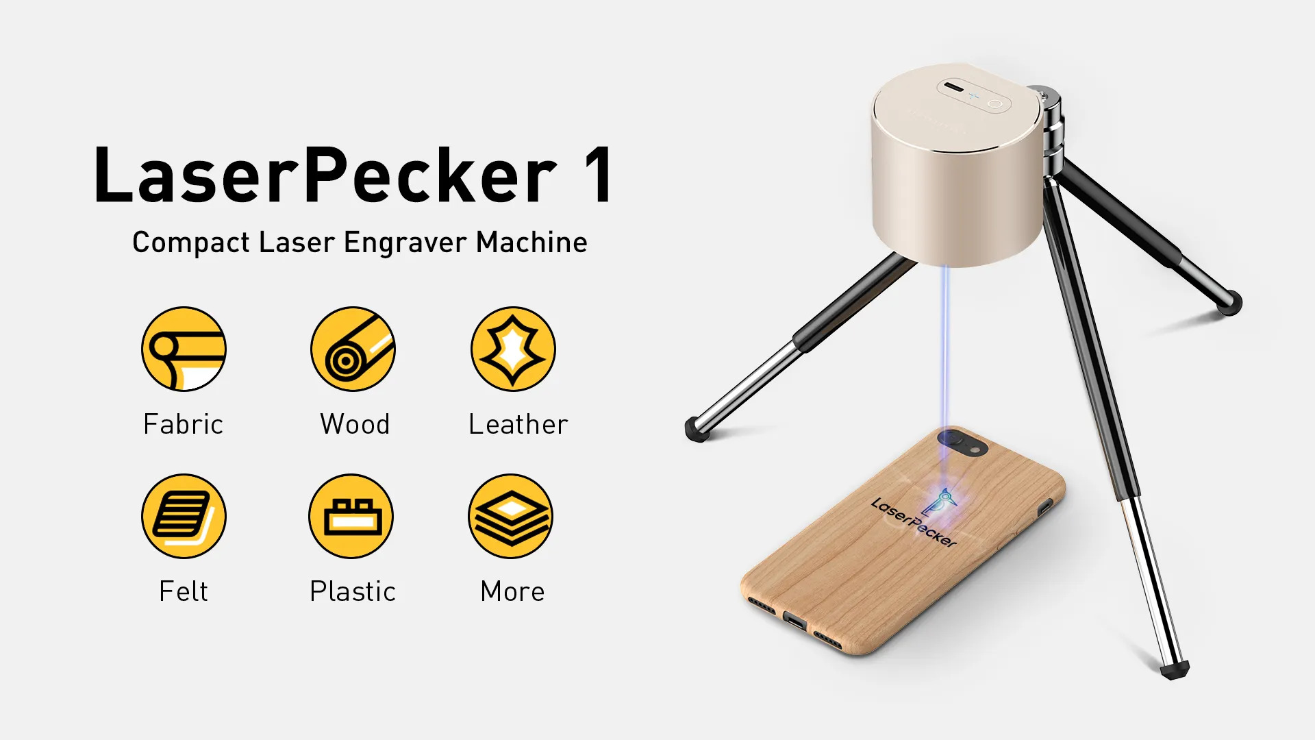 LaserPecker 1 Pro (Basic) Laser Engraver, DIY Mini Etcher Portable Design High Precision Engraving for Wood Felt Leather - Prote, Aluminum